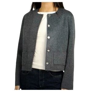 NWT THEORY Melange Winsome 2 Pocket Crop Top Wool & Cashmere Button Up Jacket, 8